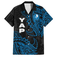 Yap Island Tribal Heritage Family Matching Tank Maxi Dress and Hawaiian Shirt Micronesian Polynesian Tattoo Pattern Blue Black Cultural Art