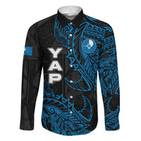 Yap Island Tribal Heritage Family Matching Tank Maxi Dress and Hawaiian Shirt Micronesian Polynesian Tattoo Pattern Blue Black Cultural Art