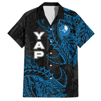 Yap Island Tribal Heritage Hawaiian Shirt Micronesian Polynesian Tattoo Pattern Blue Black Cultural Art