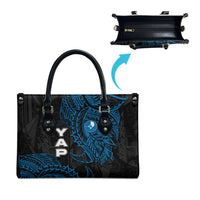 Yap Island Tribal Heritage Leather Bag Micronesian Polynesian Tattoo Pattern Blue Black Cultural Art
