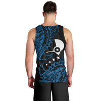 Yap Island Tribal Heritage Men Tank Top Micronesian Polynesian Tattoo Pattern Blue Black Cultural Art