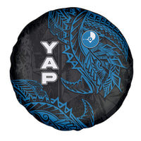 Yap Island Tribal Heritage Spare Tire Cover Micronesian Polynesian Tattoo Pattern Blue Black Cultural Art