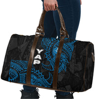 Yap Island Tribal Heritage Travel Bag Micronesian Polynesian Tattoo Pattern Blue Black Cultural Art