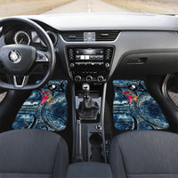 Yap Day Island Floral Tribal Heritage Car Mats Micronesian Hibiscus Pattern Polynesian Tattoo Blue Art