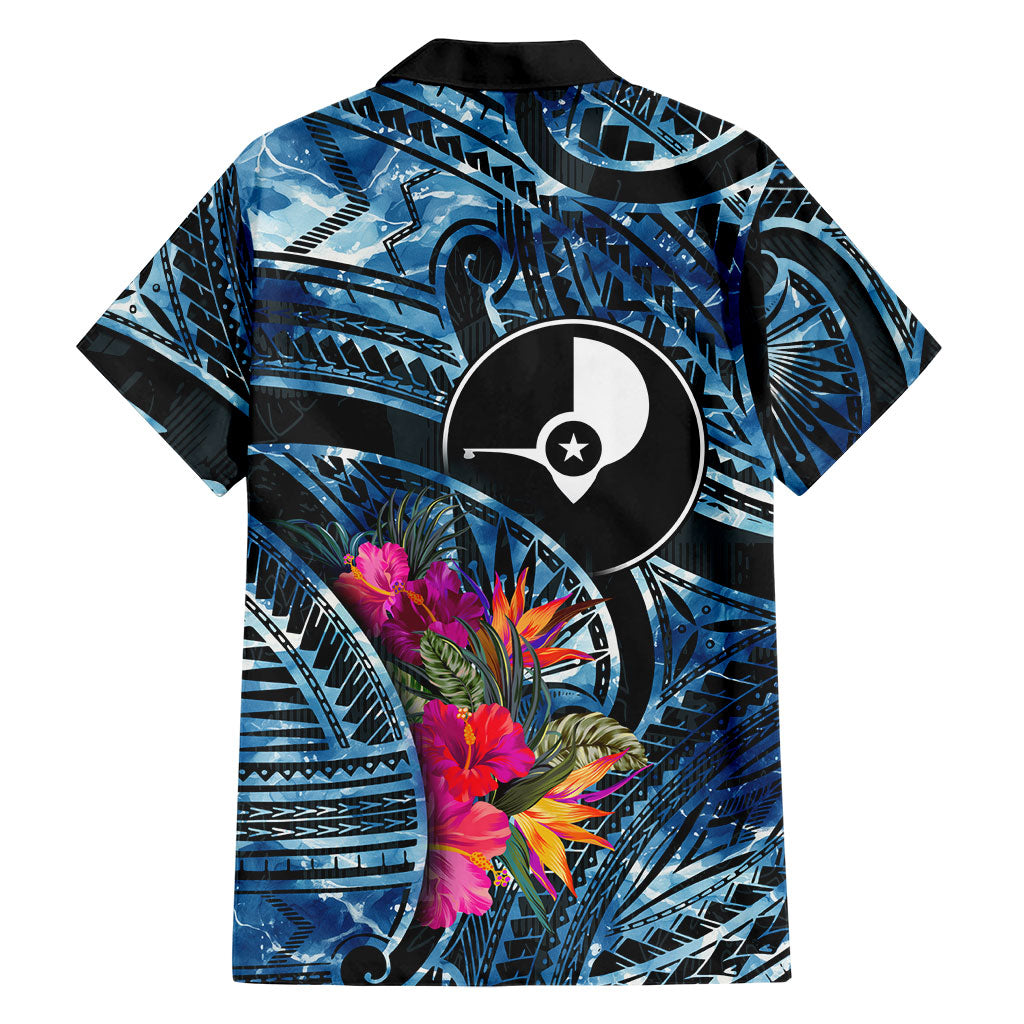 Yap Day Island Floral Tribal Heritage Hawaiian Shirt Micronesian Hibiscus Pattern Polynesian Tattoo Blue Art
