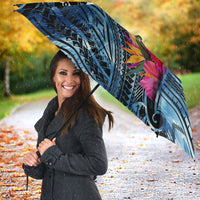 Yap Day Island Floral Tribal Heritage Umbrella Micronesian Hibiscus Pattern Polynesian Tattoo Blue Art