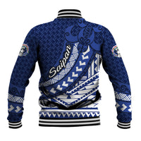 Northern Mariana Islands Saipan Baseball Jacket Polynesian Tribal Pattern - Commonwealth Seal Art