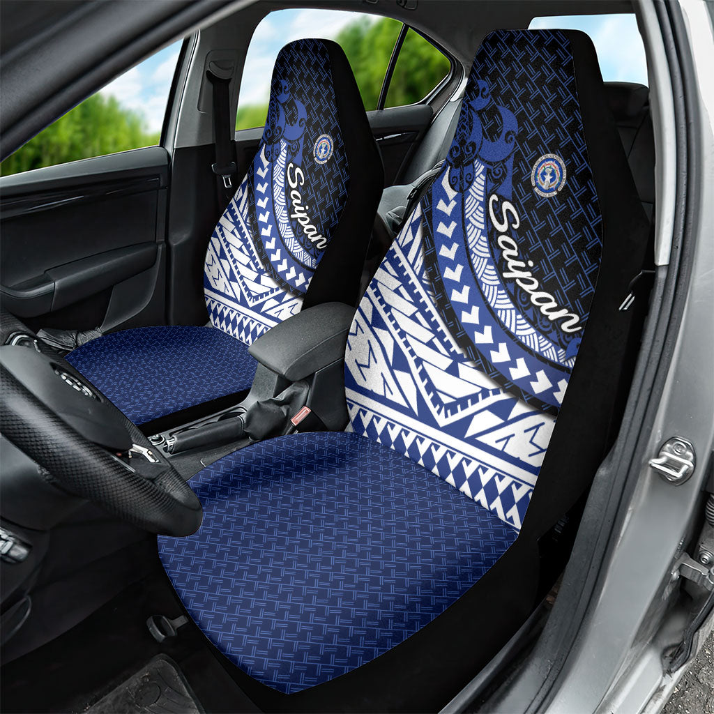 Northern Mariana Islands Saipan Car Seat Cover Polynesian Tribal Pattern - Commonwealth Seal Art