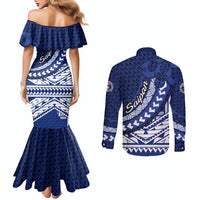 Northern Mariana Islands Saipan Couples Matching Mermaid Dress and Long Sleeve Button Shirt Polynesian Tribal Pattern - Commonwealth Seal Art TS04 - Polynesian Pride