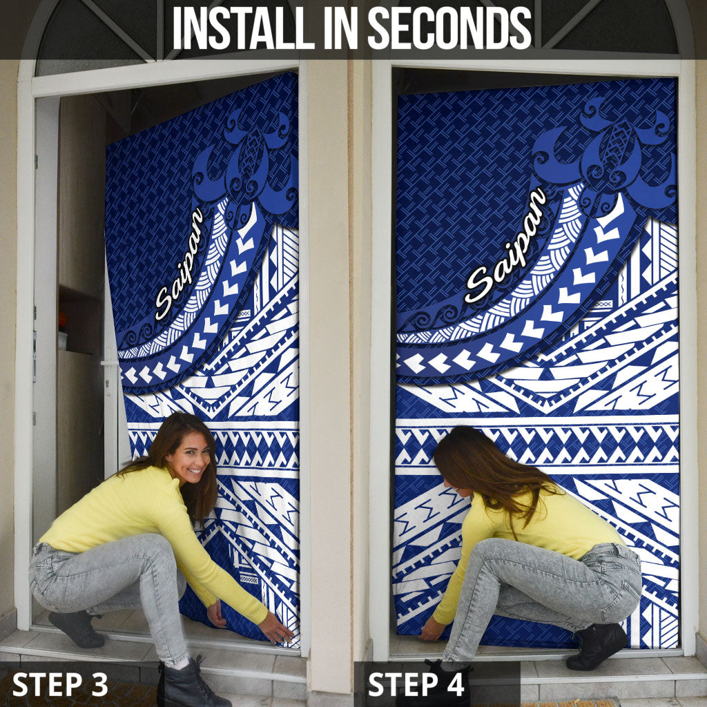 Northern Mariana Islands Saipan Door Cover Polynesian Tribal Pattern - Commonwealth Seal Art TS04 - Polynesian Pride