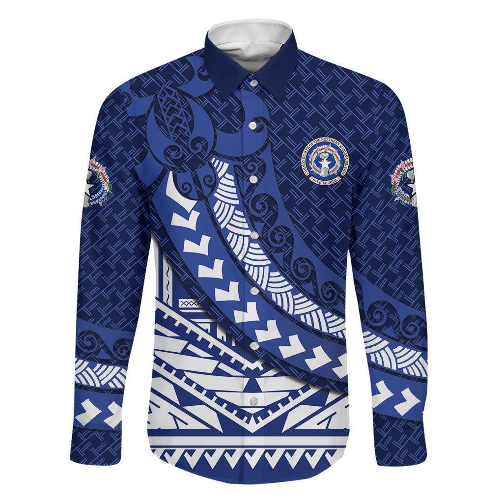 Northern Mariana Islands Saipan Family Matching Off Shoulder Maxi Dress and Hawaiian Shirt Polynesian Tribal Pattern - Commonwealth Seal Art