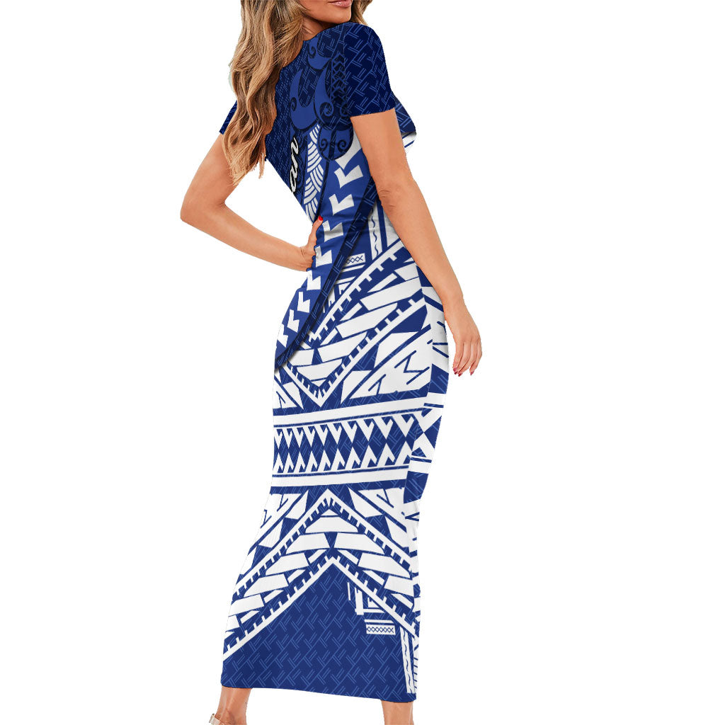 Northern Mariana Islands Saipan Family Matching Short Sleeve Bodycon Dress and Hawaiian Shirt Polynesian Tribal Pattern - Commonwealth Seal Art