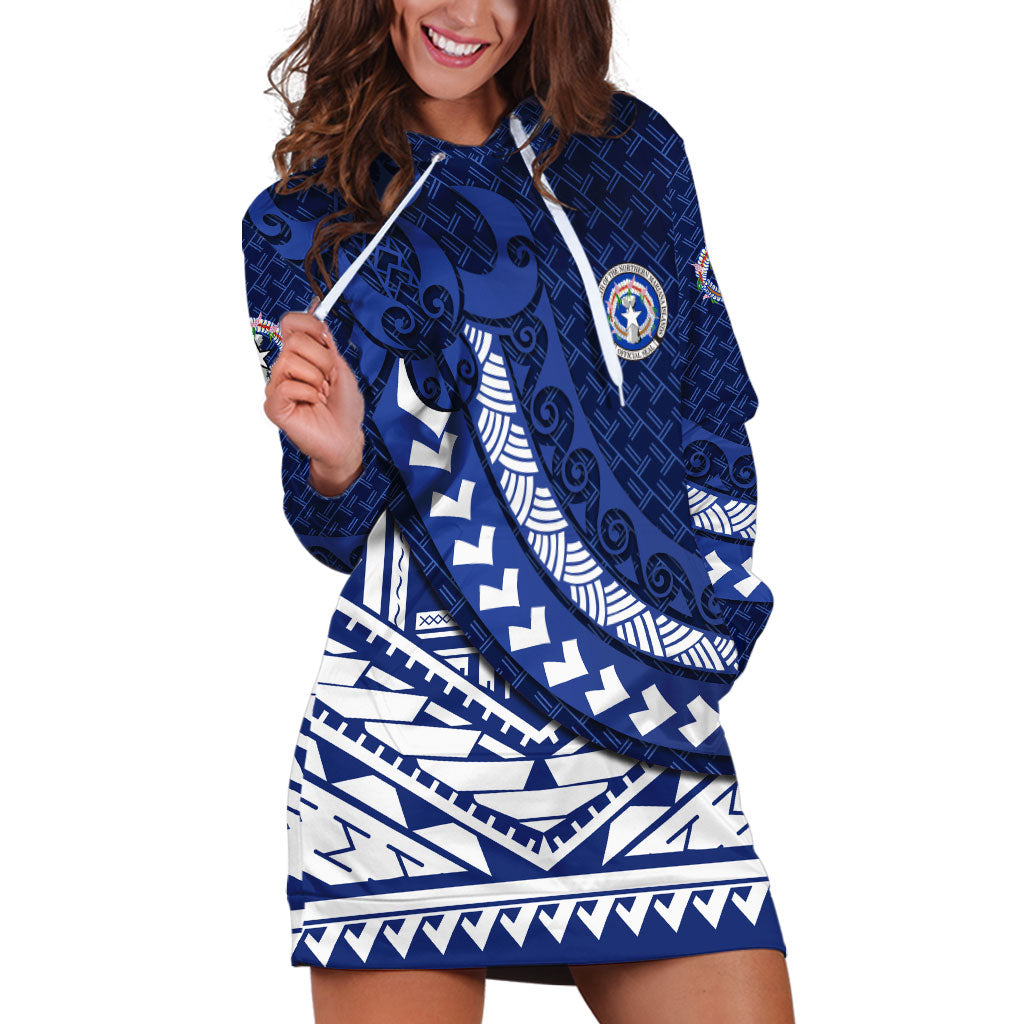 Northern Mariana Islands Saipan Hoodie Dress Polynesian Tribal Pattern - Commonwealth Seal Art