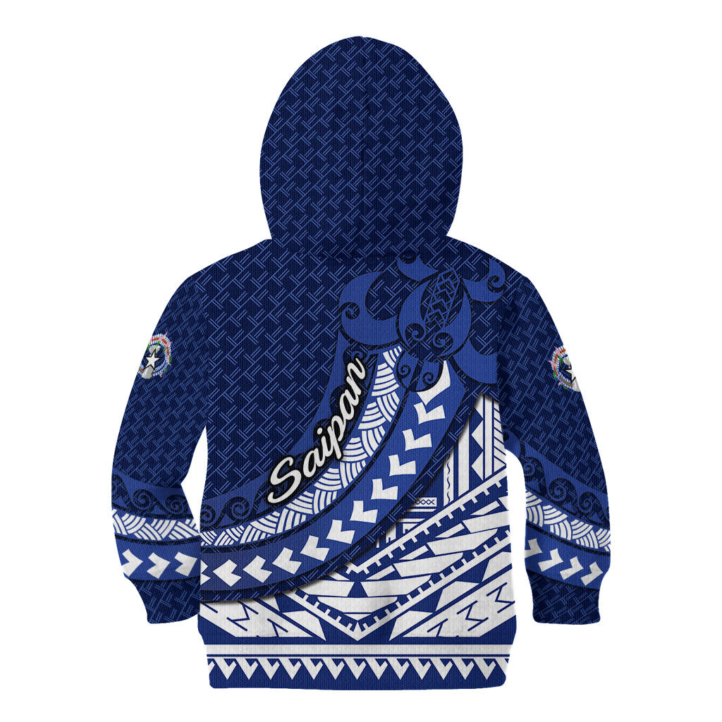 Northern Mariana Islands Saipan Kid Hoodie Polynesian Tribal Pattern - Commonwealth Seal Art