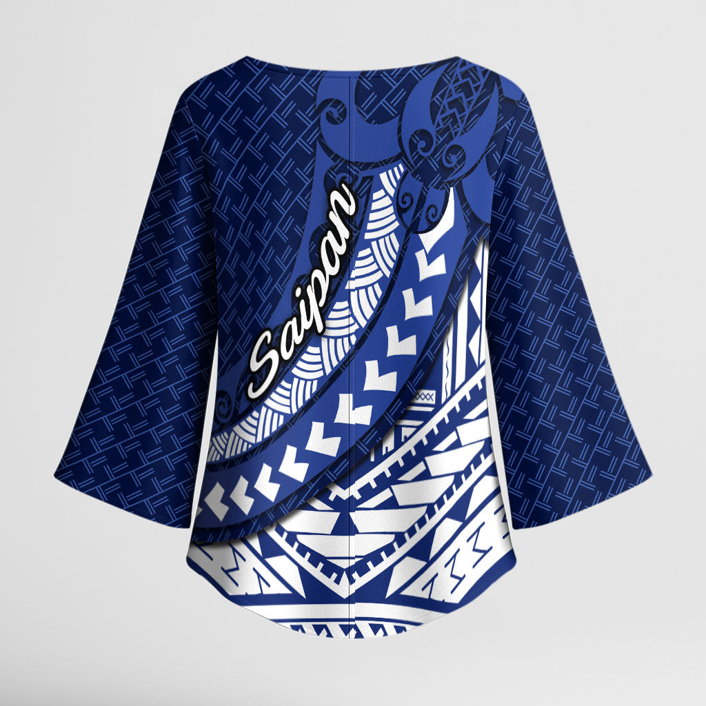 Northern Mariana Islands Saipan Kimono Sleeve Blouse Polynesian Tribal Pattern - Commonwealth Seal Art TS04 - Polynesian Pride