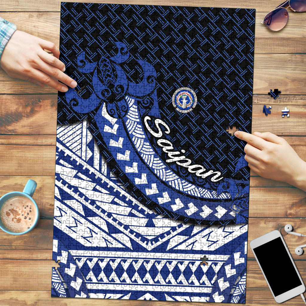 Northern Mariana Islands Saipan Puzzle Polynesian Tribal Pattern - Commonwealth Seal Art