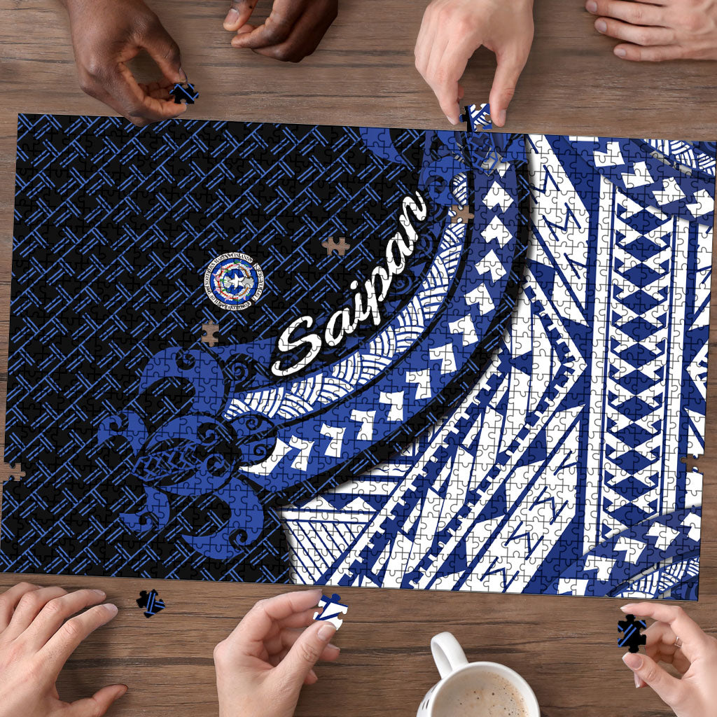Northern Mariana Islands Saipan Puzzle Polynesian Tribal Pattern - Commonwealth Seal Art TS04 - Polynesian Pride