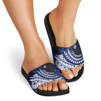 Northern Mariana Islands Saipan Slide Sandals Polynesian Tribal Pattern - Commonwealth Seal Art TS04 - Polynesian Pride