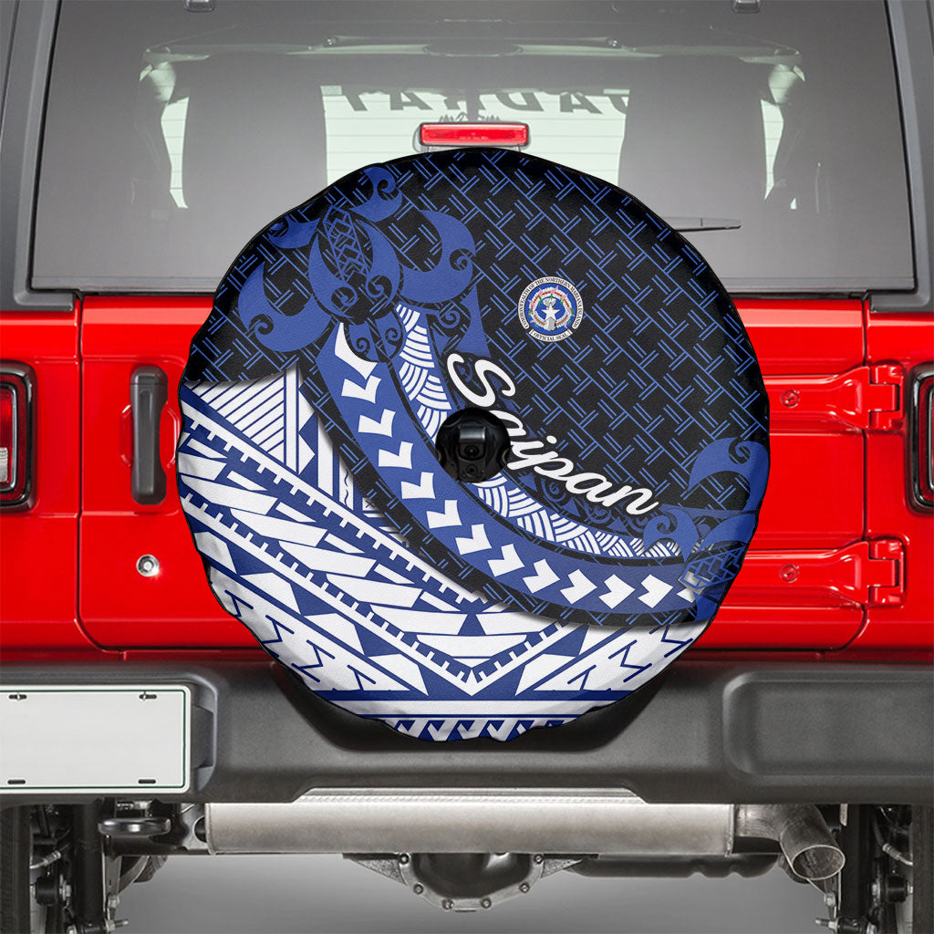 Northern Mariana Islands Saipan Spare Tire Cover Polynesian Tribal Pattern - Commonwealth Seal Art
