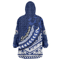 Northern Mariana Islands Saipan Wearable Blanket Hoodie Polynesian Tribal Pattern - Commonwealth Seal Art
