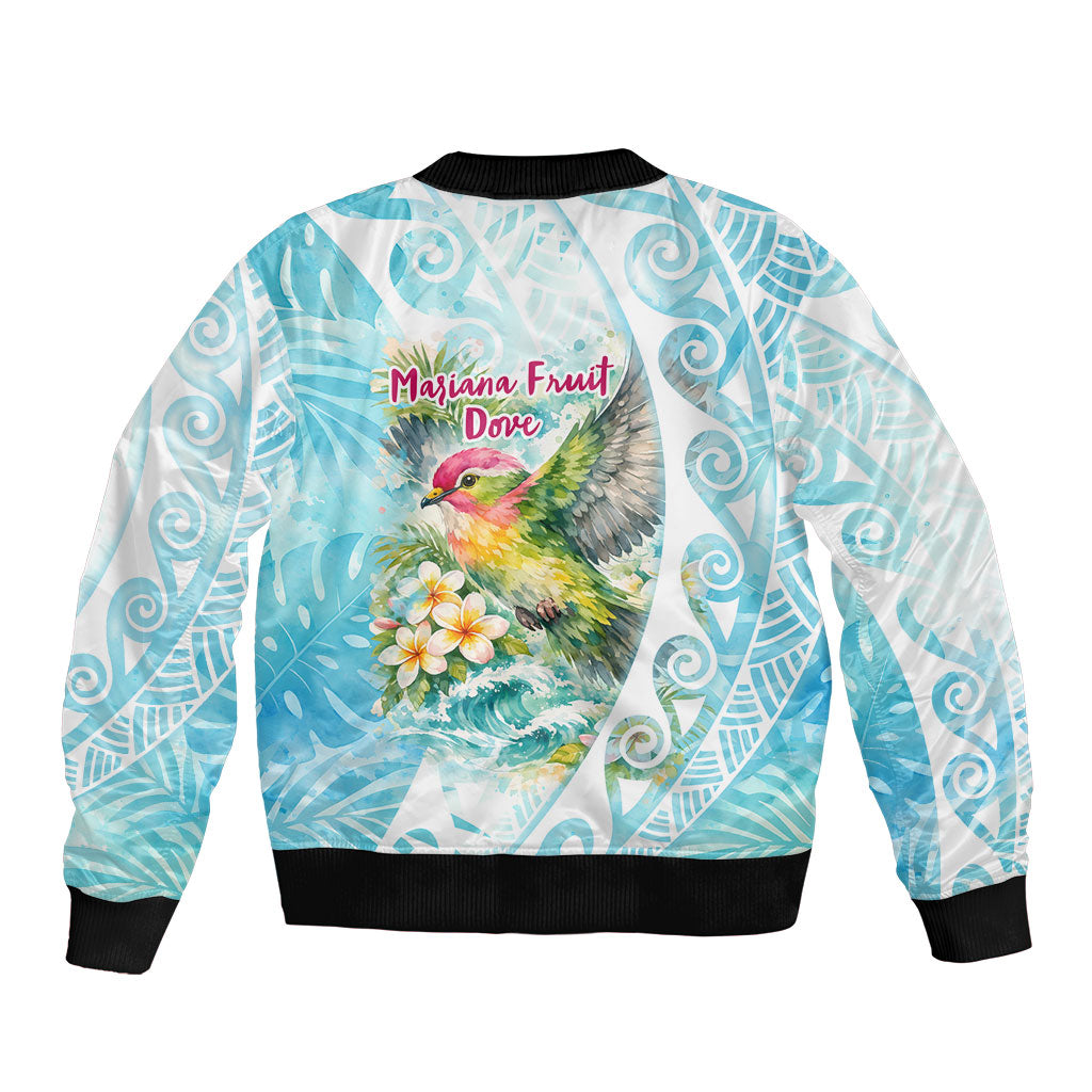 Saipan CMNI Bomber Jacket Polynesian Northern Mariana Islands Fruit Dove Watercolor TS04 - Polynesian Pride