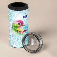 Saipan CMNI 4 in 1 Can Cooler Tumbler Polynesian Northern Mariana Islands Fruit Dove Watercolor TS04 - Polynesian Pride