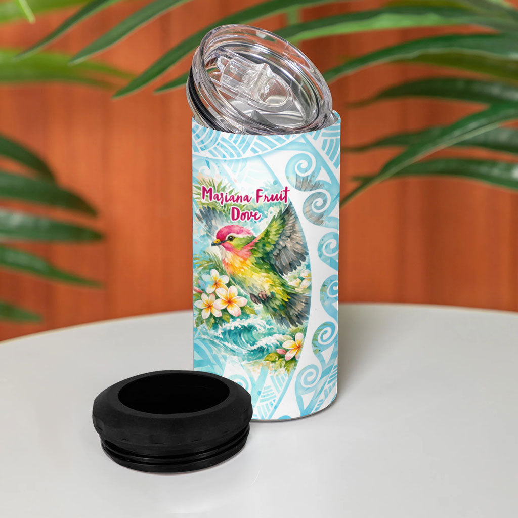 Saipan CMNI 4 in 1 Can Cooler Tumbler Polynesian Northern Mariana Islands Fruit Dove Watercolor TS04 - Polynesian Pride