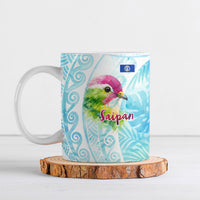 Saipan CMNI Ceramic Mug Polynesian Northern Mariana Islands Fruit Dove Watercolor TS04 Blue White - Polynesian Pride