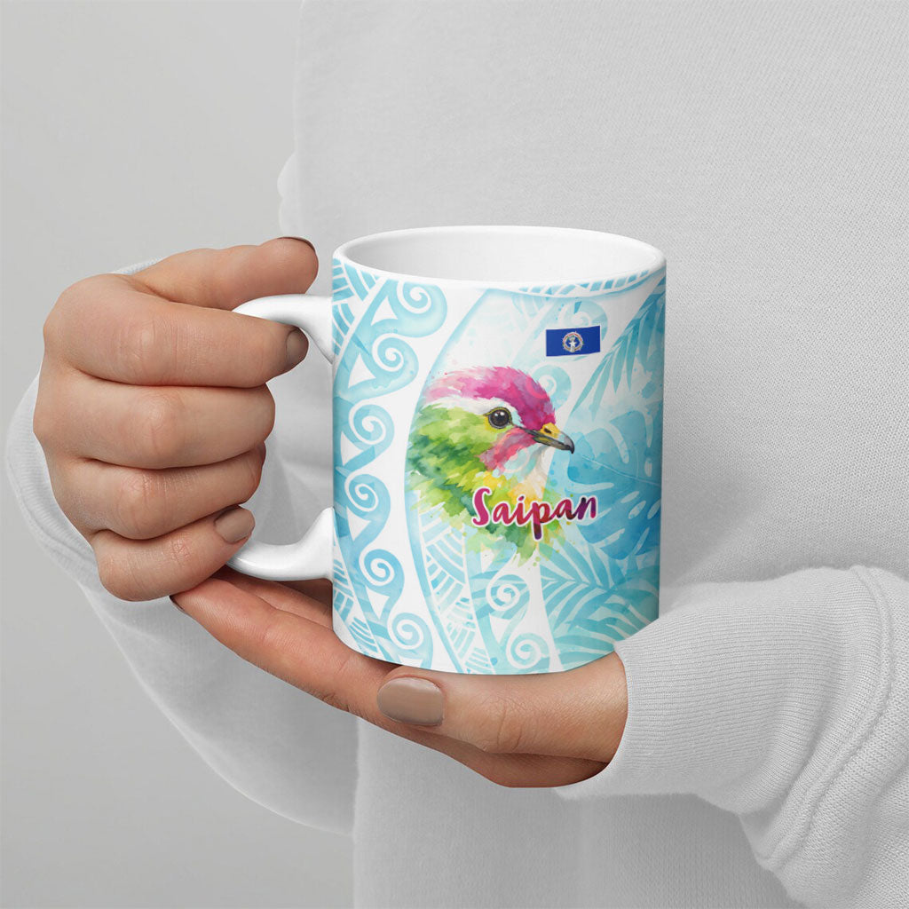 Saipan CMNI Ceramic Mug Polynesian Northern Mariana Islands Fruit Dove Watercolor TS04 - Polynesian Pride