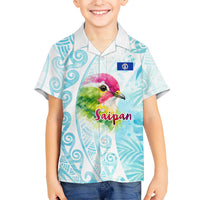 Saipan CMNI Family Matching Puletasi and Hawaiian Shirt Polynesian Northern Mariana Islands Fruit Dove Watercolor