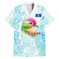 Saipan CMNI Family Matching Short Sleeve Bodycon Dress and Hawaiian Shirt Polynesian Northern Mariana Islands Fruit Dove Watercolor