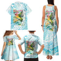 Saipan CMNI Family Matching Tank Maxi Dress and Hawaiian Shirt Polynesian Northern Mariana Islands Fruit Dove Watercolor