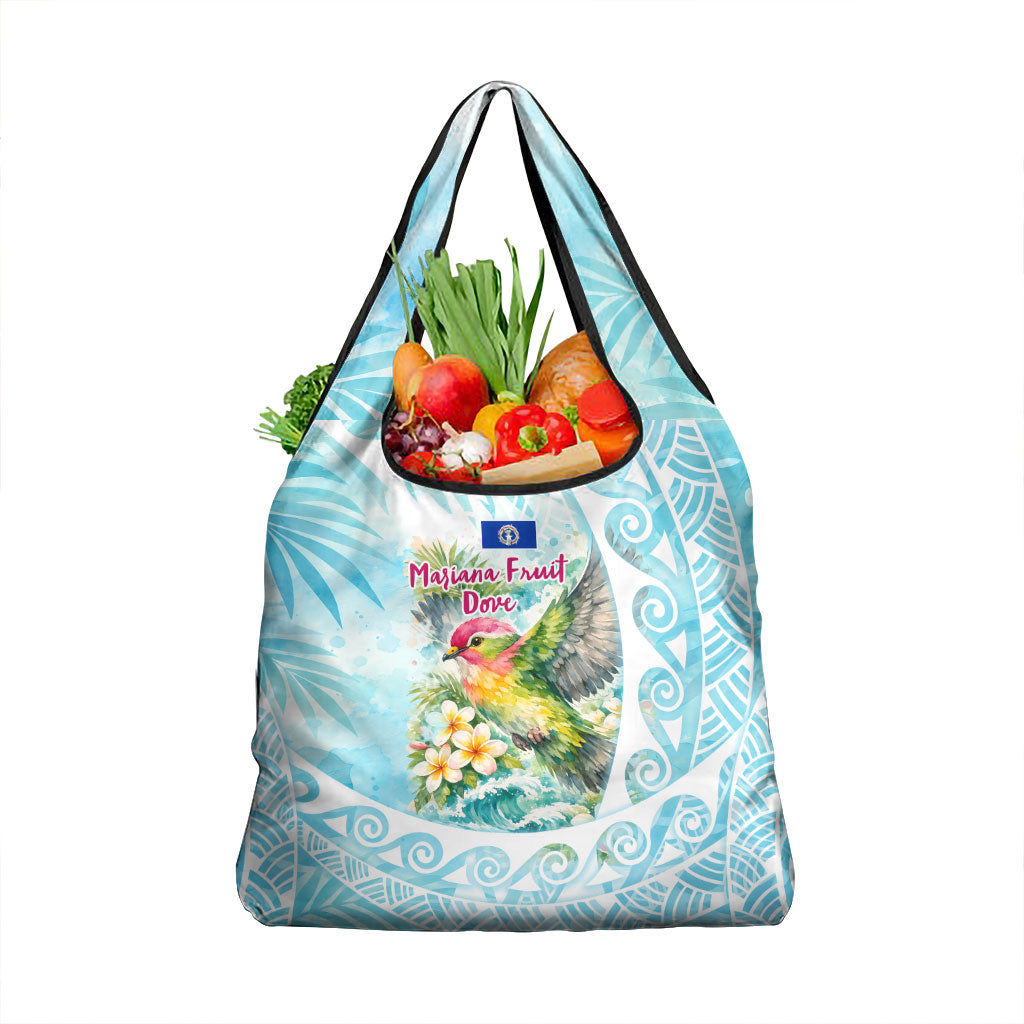 Saipan CMNI Grocery Bag Polynesian Northern Mariana Islands Fruit Dove Watercolor