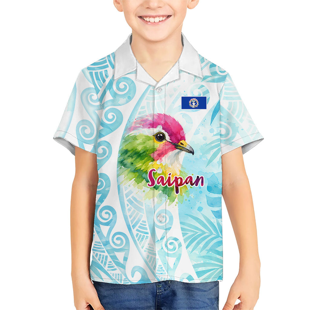 Saipan CMNI Hawaiian Shirt Polynesian Northern Mariana Islands Fruit Dove Watercolor
