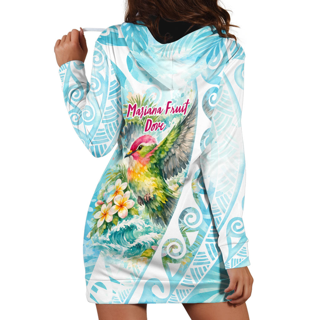 Saipan CMNI Hoodie Dress Polynesian Northern Mariana Islands Fruit Dove Watercolor TS04 - Polynesian Pride