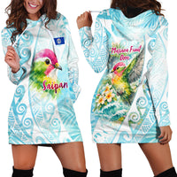 Saipan CMNI Hoodie Dress Polynesian Northern Mariana Islands Fruit Dove Watercolor TS04 - Polynesian Pride