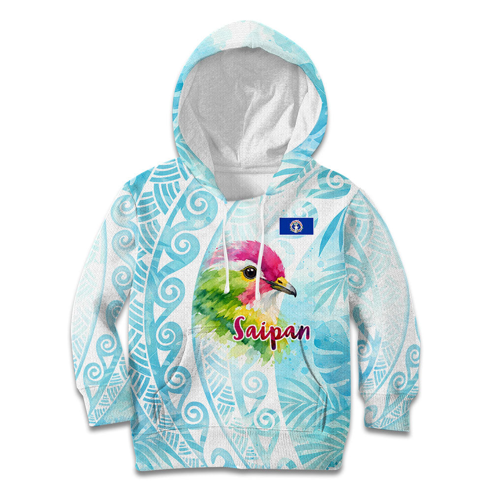 Saipan CMNI Kid Hoodie Polynesian Northern Mariana Islands Fruit Dove Watercolor