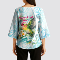 Saipan CMNI Kimono Sleeve Blouse Polynesian Northern Mariana Islands Fruit Dove Watercolor TS04 - Polynesian Pride