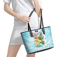 Saipan CMNI Leather Tote Bag Polynesian Northern Mariana Islands Fruit Dove Watercolor TS04 - Polynesian Pride