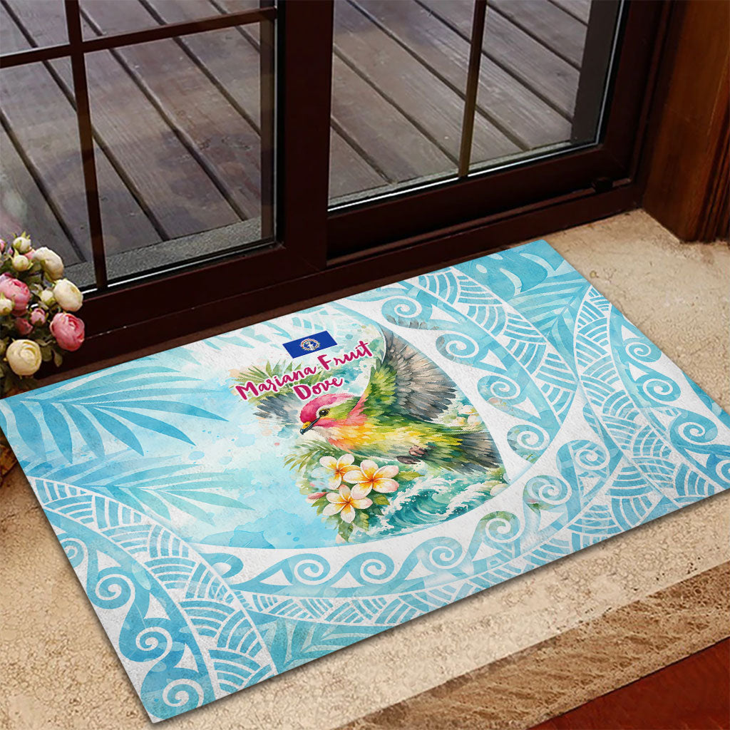 Saipan CMNI Rubber Doormat Polynesian Northern Mariana Islands Fruit Dove Watercolor TS04 - Polynesian Pride