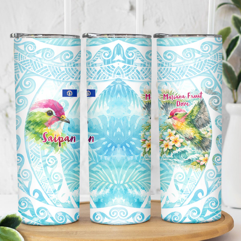 Saipan CMNI Skinny Tumbler Polynesian Northern Mariana Islands Fruit Dove Watercolor TS04 - Polynesian Pride
