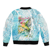 Saipan CMNI Sleeve Zip Bomber Jacket Polynesian Northern Mariana Islands Fruit Dove Watercolor