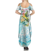 Saipan CMNI Summer Maxi Dress Polynesian Northern Mariana Islands Fruit Dove Watercolor
