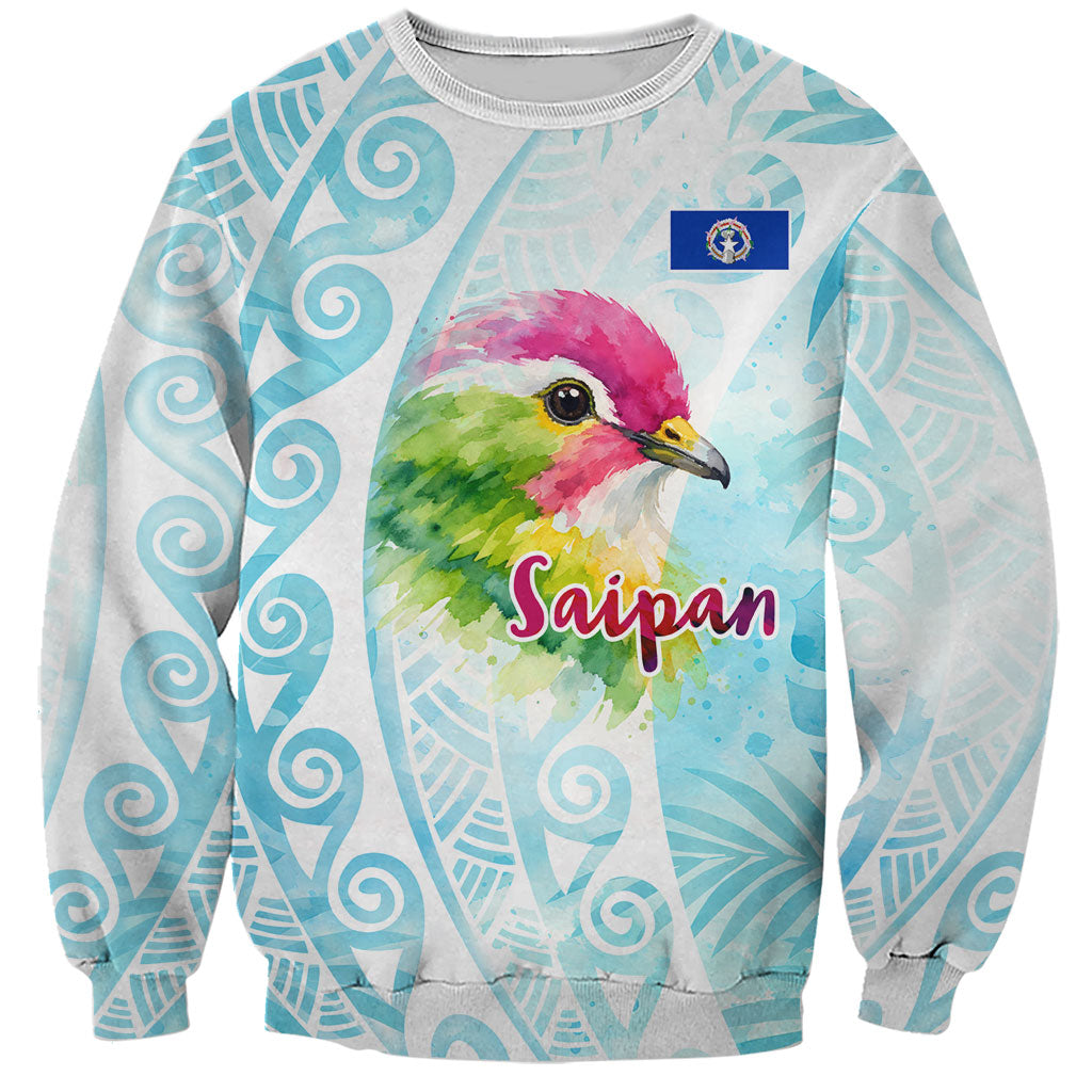 Saipan CMNI Sweatshirt Polynesian Northern Mariana Islands Fruit Dove Watercolor