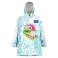 Saipan CMNI Wearable Blanket Hoodie Polynesian Northern Mariana Islands Fruit Dove Watercolor