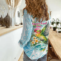 Saipan CMNI Women Casual Shirt Polynesian Northern Mariana Islands Fruit Dove Watercolor