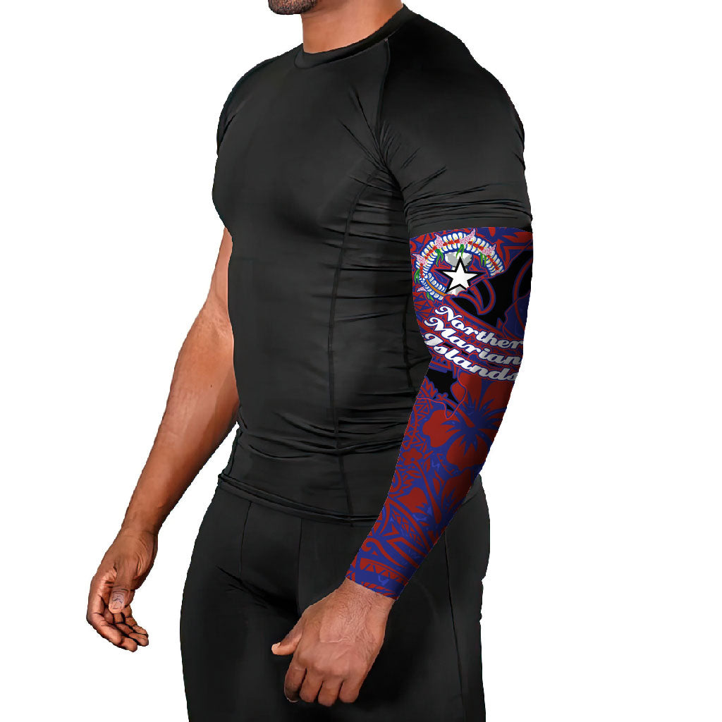Saipan Northern Mariana Islands Arm Sleeves Polynesian Tribal Tattoo Art With Hibiscus Flowers And Seal