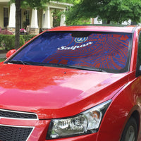 Saipan Northern Mariana Islands Auto Sun Shade Polynesian Tribal Tattoo Art With Hibiscus Flowers And Seal TS04 - Polynesian Pride