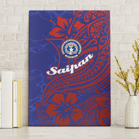 Saipan Northern Mariana Islands Canvas Wall Art Polynesian Tribal Tattoo Art With Hibiscus Flowers And Seal TS04 Without Frame Blue Red - Polynesian Pride