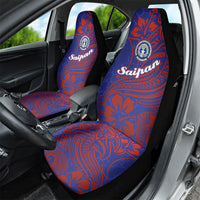 Saipan Northern Mariana Islands Car Seat Cover Polynesian Tribal Tattoo Art With Hibiscus Flowers And Seal